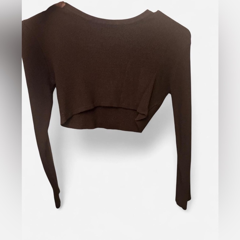 shein brown very cropped sweater